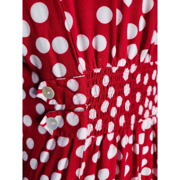 Vintage Bea Classics Red Polka Dots Button Front Midi Dress no size tag - Picture 4 of 8